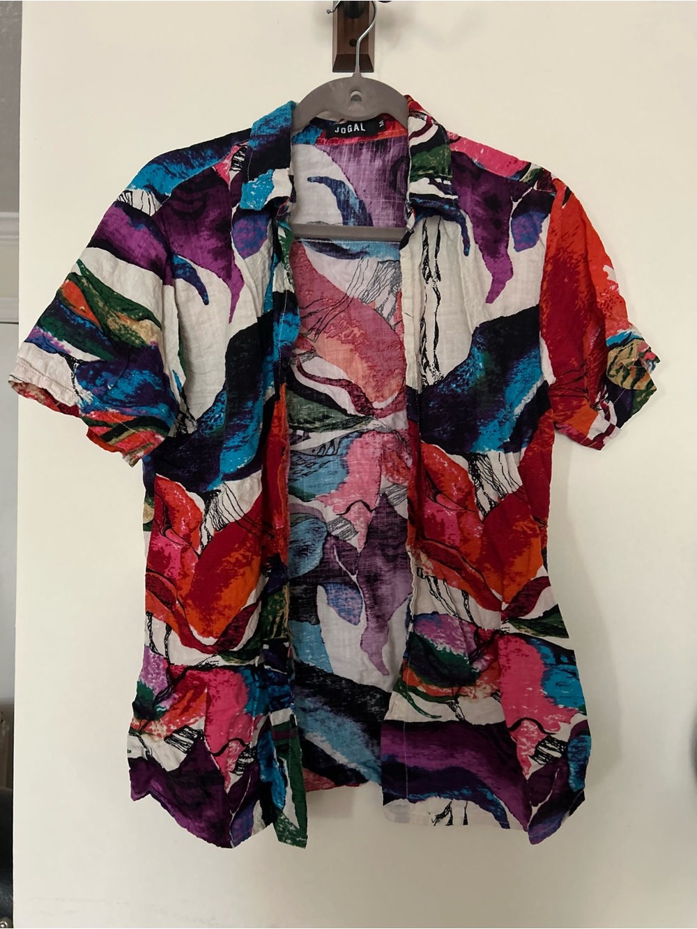 Multicolor Abstract Short Sleeve Button Down